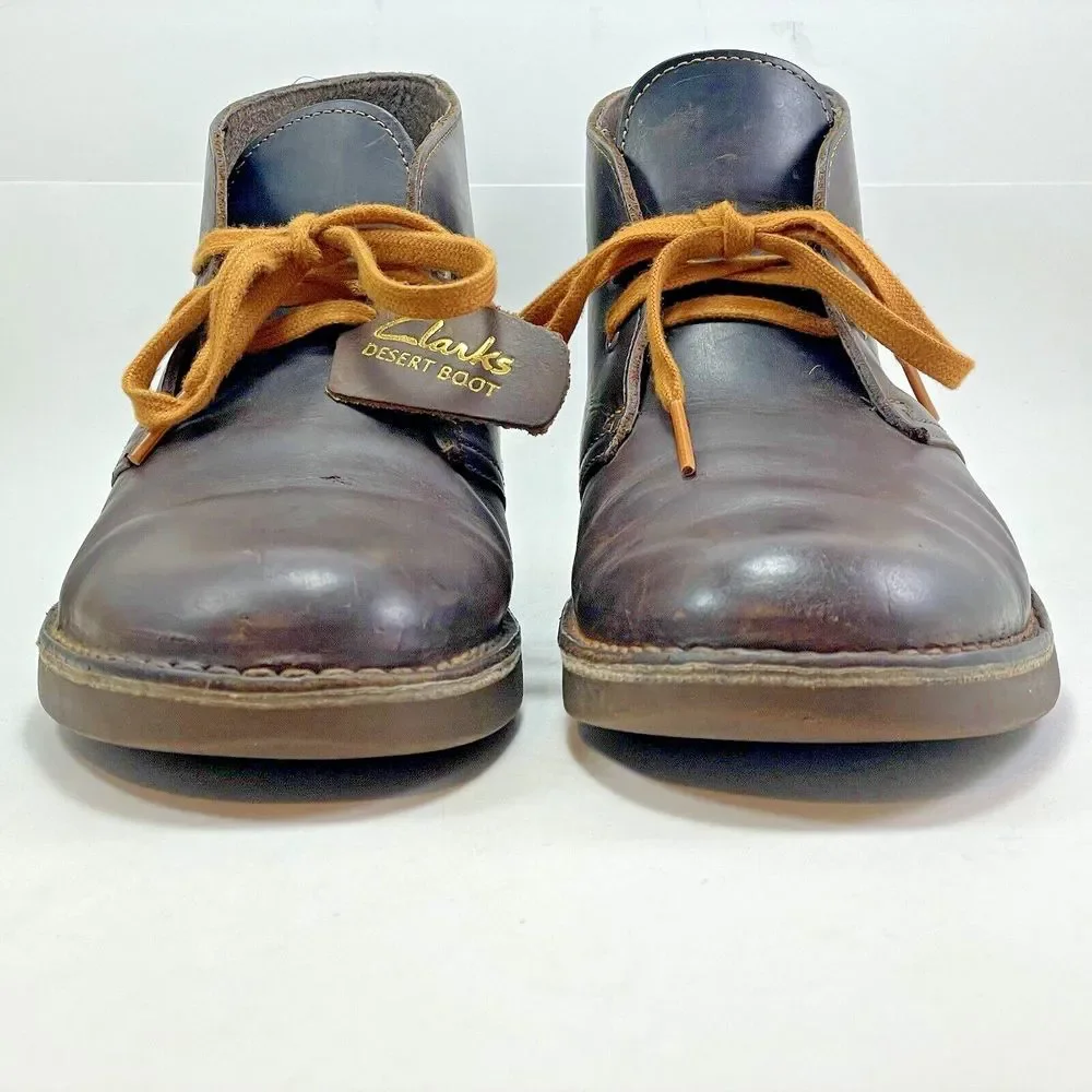 Clarks Original Desert Boot Men's 8 Brown Beeswax Leather Lace Up Comfort Shoes